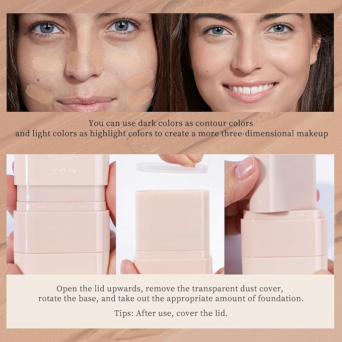 O'CHEAL Face Foundation Contour Stick Blemish Contouring Face Long-wear Lightweight Brighten Stick Concealer Beauty Makeup 01#IVORY