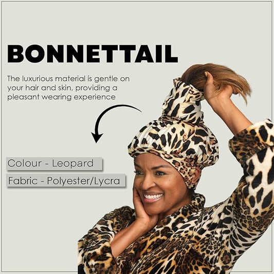 Bonnetail for Women, Long Bonnet for Ponytails, Hair Care, Bonnetail for Sleeping with Ear Slots