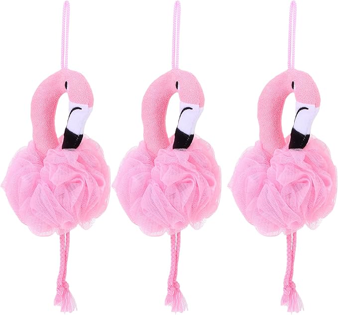 Beaupretty Loofah for Kids: Flamingo Loofah - Bath Sponges for Shower -Body Scrubber