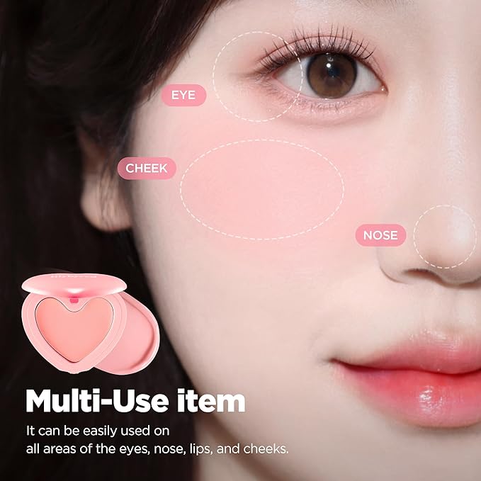 lilybyred Luv Beam Cheek Balm | Heart-Shaped Korean Cream Blush, Semi-Matte Finish, Long-Lasting, Blendable & Buildable, Soft Creamy Texture, Lightweight, Natural Flush (10 Grape Pink)