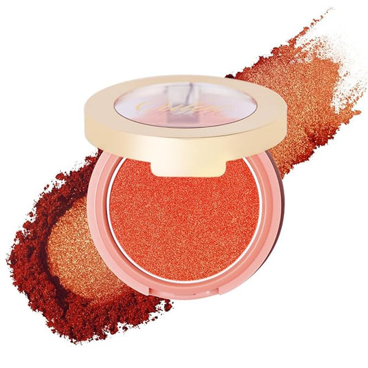 Oulac Orange Luminisers Powdery Blusher for Cheeks Face Glow,Brighten Skin As Highlighter Makeup, Shimmer Blusher,Buildable and Vegan Cosmetics,4.8g F10 Tangerine Tango