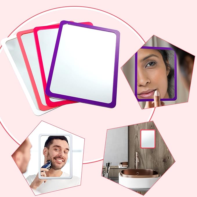 Yookeer 4 Pcs Adhesive Locker Mirrors for School Locker 5 x 7 Inch Acrylic Unbreakable Sticky Mirrors with Round Corners for Bathroom Household Refrigerator Workshop Toolbox Office Gym Cabinet