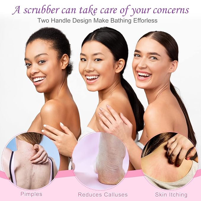 Lounsweer 7 Pieces Exfoliating Back Scrubber for Shower with Handles Nylon Back Exfoliator Washers Stretchable Pull Strap Exfoliating Loofah Washcloth for Women Men Body Deep Cleaning Massages