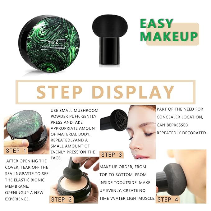 2024 New Indicativet Mushroom Head Air Cushion CC Cream,Air Cushion CC Cream beauty Waterproof BB Cream Foundation,Face Makeup Moisturizing Concealer CC Cream Skin Tone (ivory, 5.5x3.1x2.7)