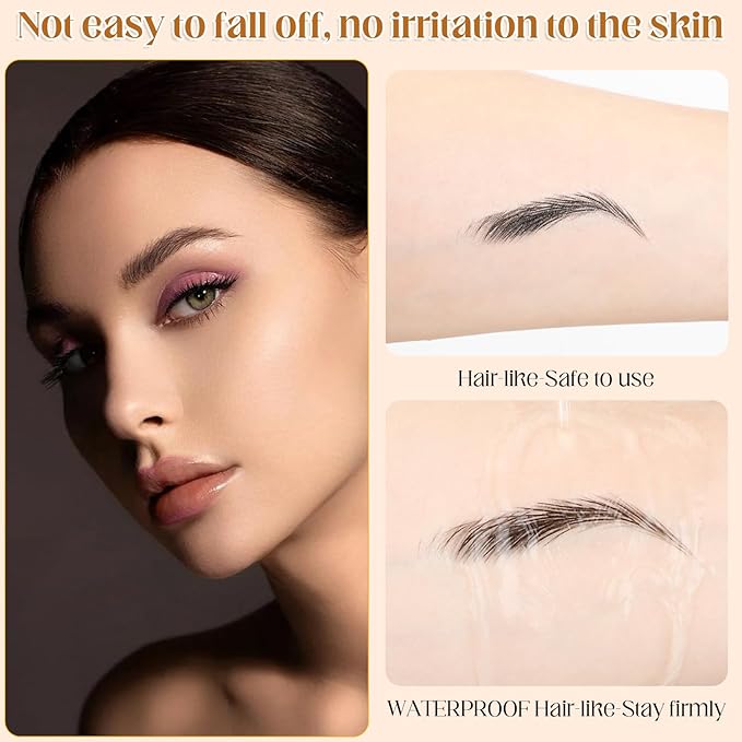 20 Sheets 200 Pairs Eyebrow Tattoo Sticker Waterproof 4D Hair-Like Natural Fake Tattoo Eyebrows Transfers Stickers Peel Off Brows Grooming Shaping Makeup Sticker for Women Girls, Brown