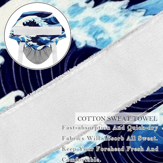 2 PCS Bouffant Cap with Button Ponytail Pouch Working Cap Sweatband Adjustable Surgical Cap Black and White Cow