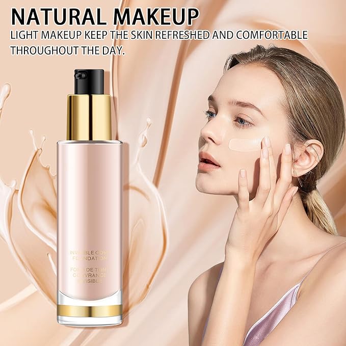 Concealer Foundation, Oil Control Waterproof Concealer Color Correcting Foundation Long Lasting No Makeup Removal Invisible Pores Face Base Makeup