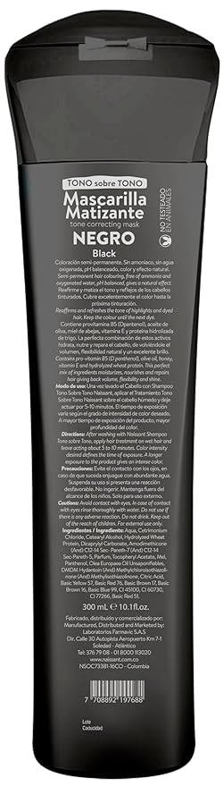 Naissant Cool Black Hair Toning Mask | Eliminates Brassiness | Neutralizes Yellow & Orange Tones | Paraben, Ammonia & Sulfate Free | Pro-Vitamin B5, Olive Oil & Honey (Negro) 10.1 Fl