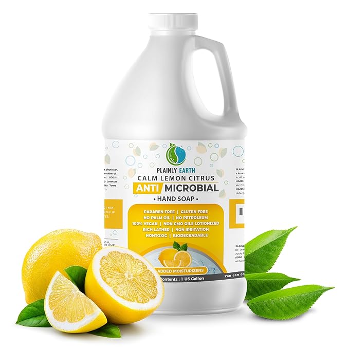 Antimicrobial Liquid Hand Soap (1 US Gallon) - Antibacterial Soap Refill - Hand Soap Refill Bottle - Cruelty Free Moisturizing Soap, Calm Lemon Citrus