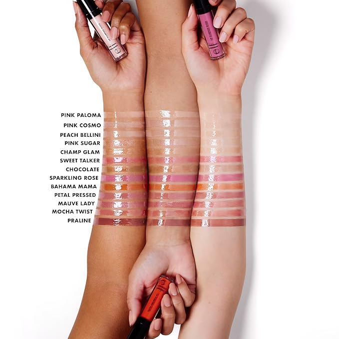 e.l.f. Lip Plumping Gloss, Hydrating, Nourishing, Invigorating, High-Shine, Plumps, Volumizes, Cools, Soothes, Sparkling RosΓ©, Shimmer, 0.09 Oz