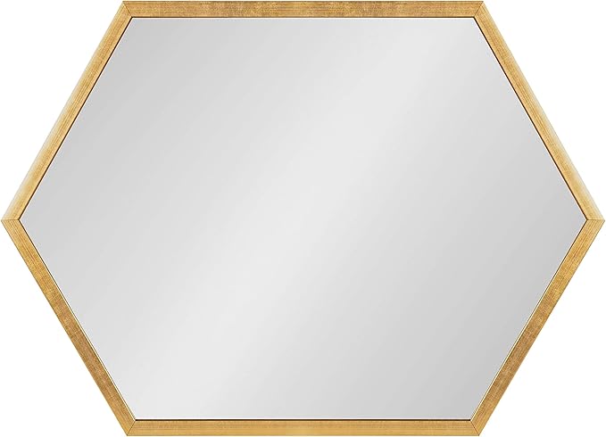Kate and Laurel Laverty Glam Framed Framed Hexagon Mirror, 22 x 31, Gold, Modern Geometric Wall Decor