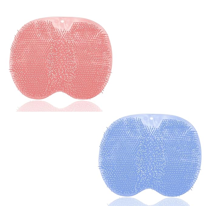 Shower Foot and Back Scrubber Mat,Wall Mounted Shower Foot Scrubber with Suction Cups,Exfoliating Silicone Massage Foot Cleaner for Shower(2pcs)
