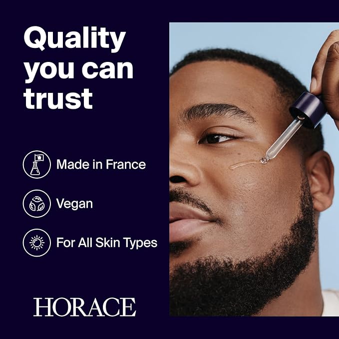 HORACE Hyaluronic Acid + Panthenol Face Serum for Men β Advanced Moisturising Facial Treatment for Dry Skin, Dehydration Lines, and Elasticity β Vegan Skincare for All Skin Types β Unscented, 30ml