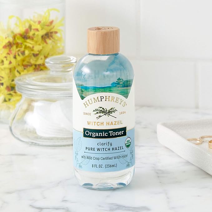 Humphreys Witch Hazel Clarifying Toner | Wild Harvested Witch Hazel | USDA Organic | Natural | Hydrating | Clears Pores & Removes Oil | 8 fl oz