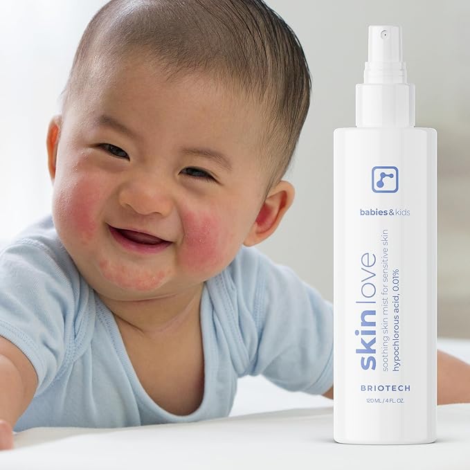 Briotech Baby Skin Love Spray | Gentle Hypochlorous Acid Mist for Soothing, Calming & Cleansing Delicate Skin | Pediatrician-Approved, Hypoallergenic & Added Fragrance-Free | 4 oz