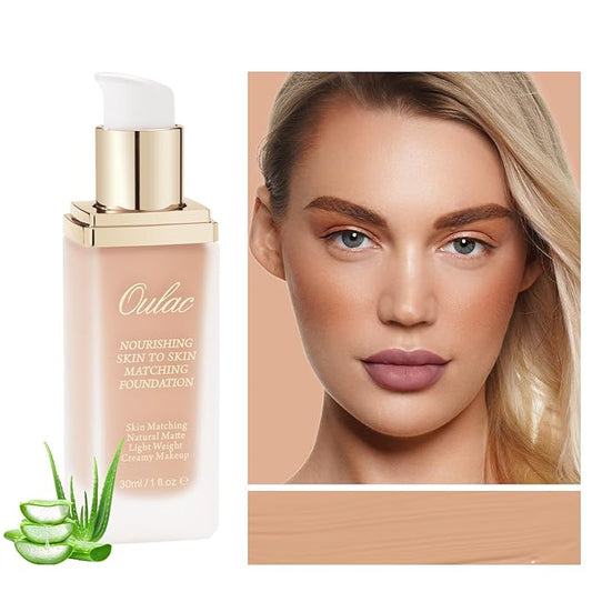 Oulac Foundation Make Up - Skincare Infused With Aloe Leaf and Vitamin E, Medium to High Coverage Liquid Vegan Foundation 30ml, Shade: Honey 09