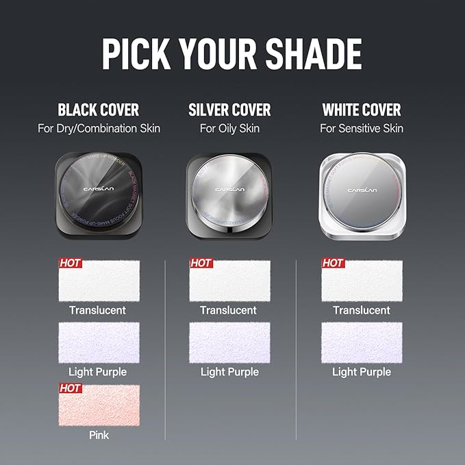 Black Magnet Soft Focus Make Up Powder, Waterproof Loose Setting Powder, 24H Longlasting, Oil Control, Talc-Free Face Powder, 02 Light Purple For Oily Skin, 0.28Oz