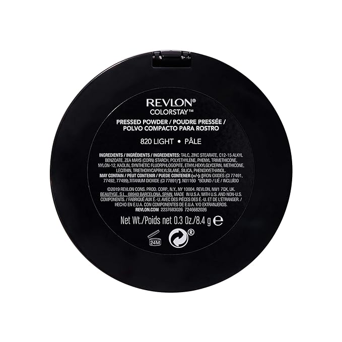 Revlon ColorStay Pressed Powder Face Makeup, Longwearing, Fragrance-Free, Noncomedogenic, 820 Light, 0.3 oz