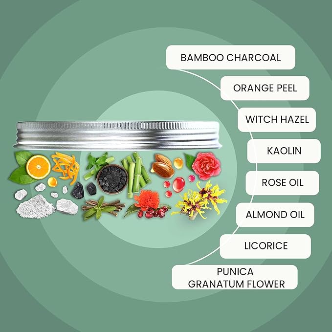 Wild Oak De Tan & Anti Acne Clay Mask | With 7x Power of Niacinamide, Bamboo Charcoal, Ashwagandha, Calendula, Manjistha & Licorice | Glow and Oil Control | Blackheads | Face Pack | 3.52 Oz