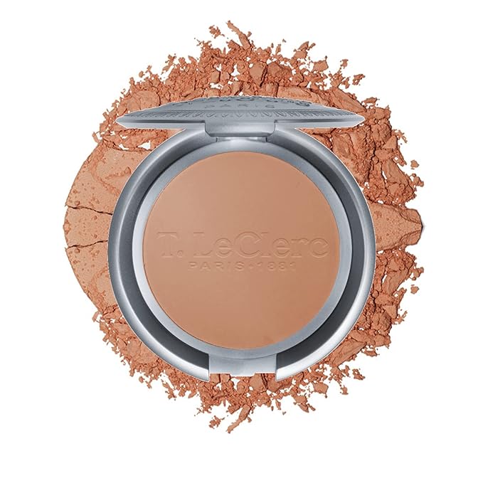 T. Leclerc Compact Pressed Powder - Super-Blendable Face Makeup Longwear Portable Matte Finish Radiant Natural Medium to Full Coverage Airbrushing Mineral Base For Pores & Imperfections (DorΓ©)