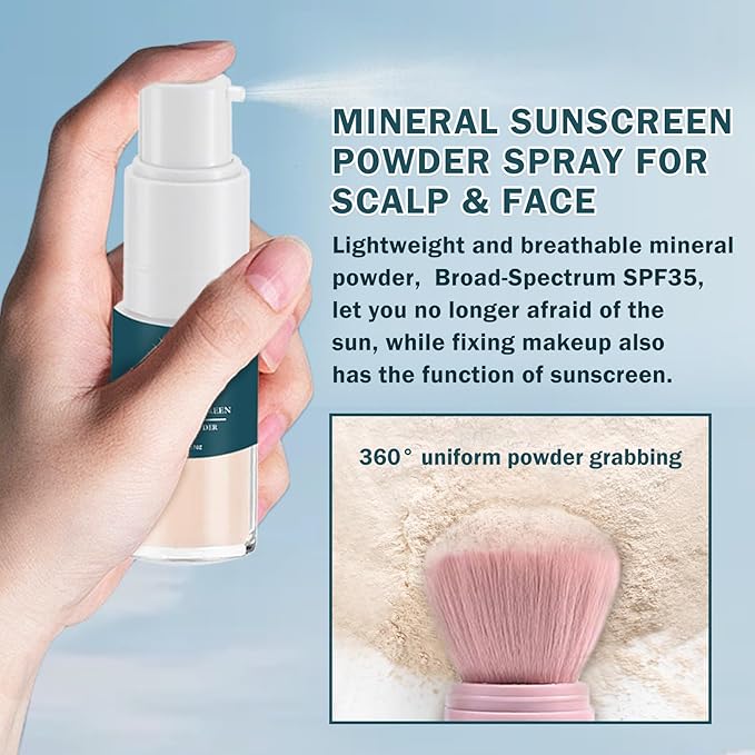 Mineral Sunscreen Powder for Face Spf Powder Sunscreen Setting Powder,Multi-purpose Scalp Sunscreen Powder,Oil Control Long Lasting Mineral Powder Sunscreen for Scalp & Hair, 01 Transparent