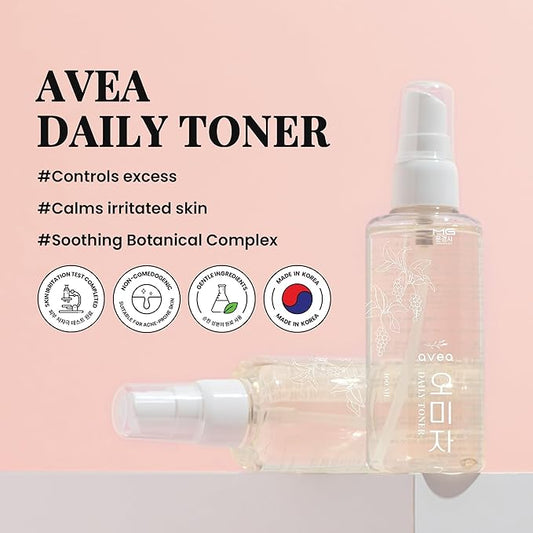 AVEA Daily Toner–Soothing, Hydrating & Balancing Facial Toner Mist with Traditional Korean Schisandra Extract, Niacinamide, Panthenol&Madecassoside for Radiant, Dewy Skin (3.38 fl oz, 100ml)