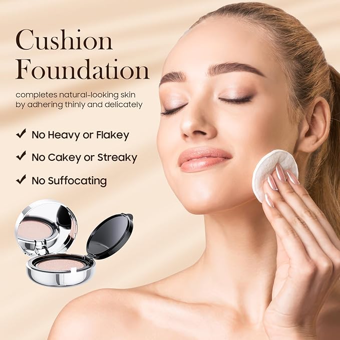 Air Cushion CC Cream Foundation - BB Cream Face Makeup Foundation for Natural Skin Radiant & Moisturizing Skin, Easy Application, Create Long-Lasting & Waterproof Face Makeup (Natural, 3.21 Ounce)