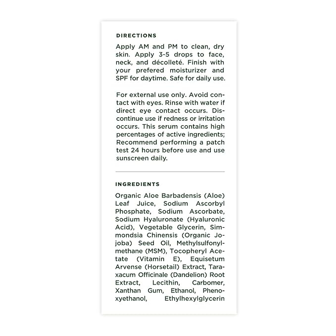 Tree of Life Beauty Hydrating Facial Serum - Super 20% Vitamin C+ with Vitamin E - Brightening & Smoothing for Dry/Sensitive Skin - Anti-Aging & Dark Spot Treatment - 1 Fl Oz