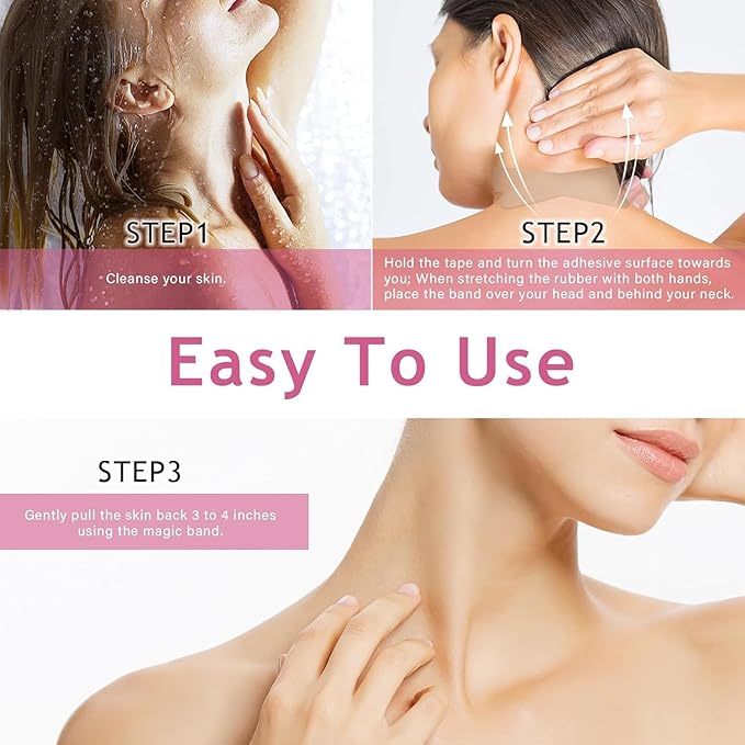 Neck Wrinkle Patches, High Elastic Anti Wrinkle Patches for Lifting Loose Skin, Improve Neck Fine Lines & Wrinkles, Pink