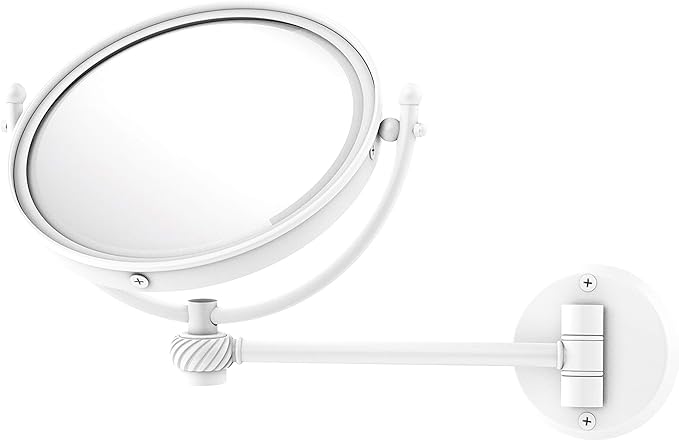 Allied Brass WM-5T/3X 8 Inch Wall Mounted 3X Magnification Make-Up Mirror, Matte White