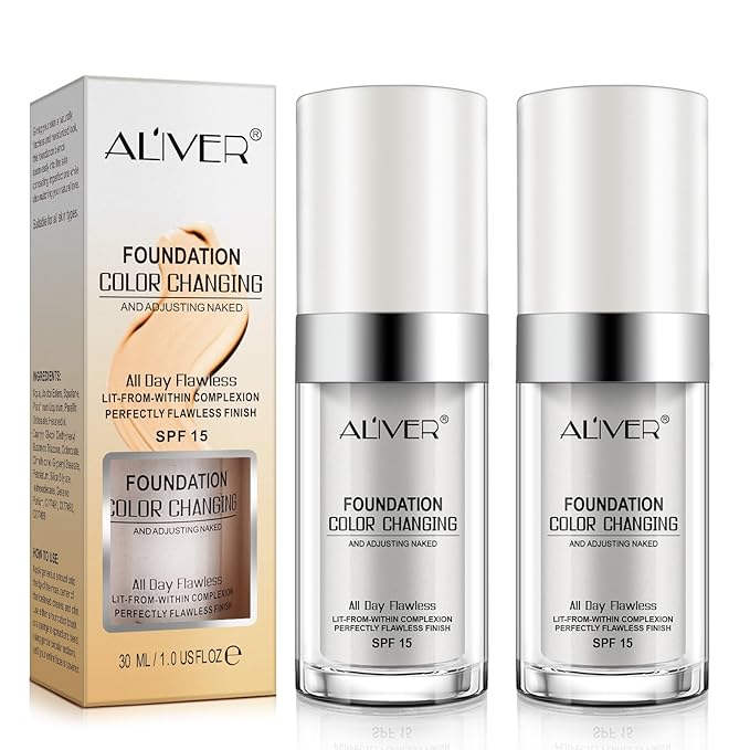 Concealer Cover Cream, Flawless Colour Changing Warm Skin Tone Foundation Makeup, Base Nude Face Liquid Cover Concealer (2 pcs)