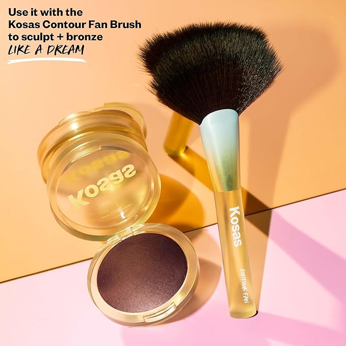 Kosas Sun Show Glowy Warmth Baked Bronzer - Contouring Powder for Cheekbones, Nose & Jawline - Enriched with Concentrated Fatty Acids - Talc-Free, Vegan & Hypoallergenic - Tropic