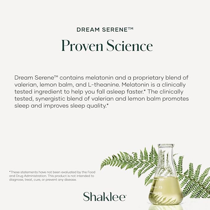 Shaklee - Dream Sereneβ’ Melatonin Sleep Aid - Fall Asleep Faster, Wake Up Refreshed - with Melatonin, Valerian, Lemon Balm, L-Theanine - for Ultimate Beauty Sleep - 30 Softgels