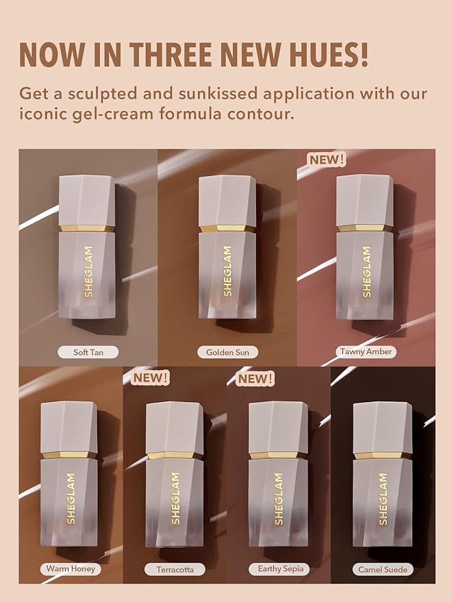 SHEGLAM Sun Sculpt Cool Toned Liquid Contour Stick Long Lasting Cream Bronzer Makeup - Golden Sun