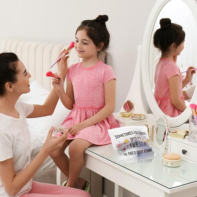 100 Pcs Inspirational Gifts for Girls Women Travel Cheer Makeup Bag Bulk Loved Quotes Cosmetic Bags with Zipper Thank You Encouragement Birthday Gift Bag for Nurse Teacher Friend (You're Awesome)