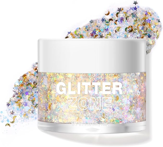 Body Glitter Gel,Face Hair Nails Eye Glitter Makeup, Sequins Shimmer Liquid Eyeshadow Long Lasting Sparkling,Festival Art Party Halloween Glitter Gel(L06)