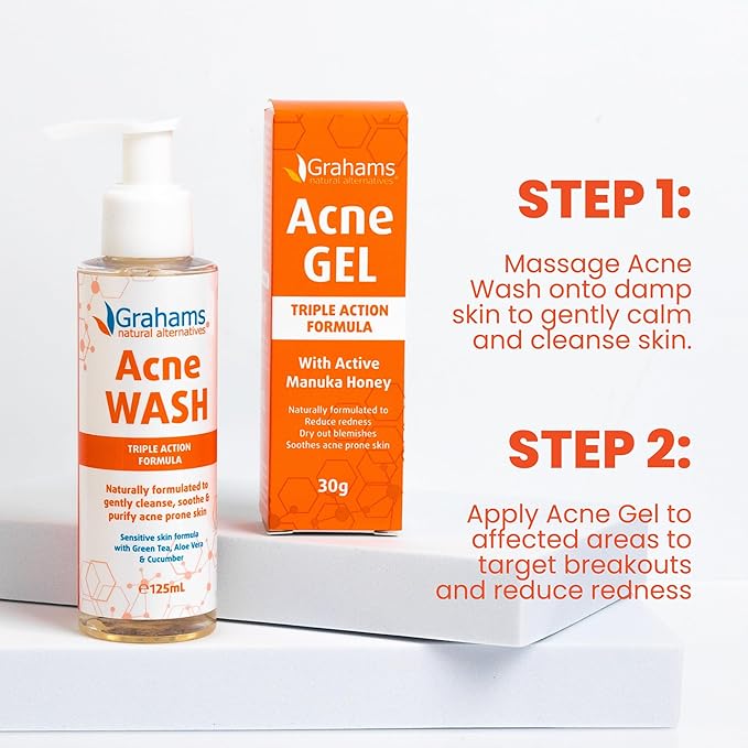 Acne Gel Morning & Night Spot Treatment Pimple Cream for Face, Back & Body - All Natural with Witch Hazel, Honey, Aloe Vera, for Oily Skin & Blemish Control (1.06 oz)