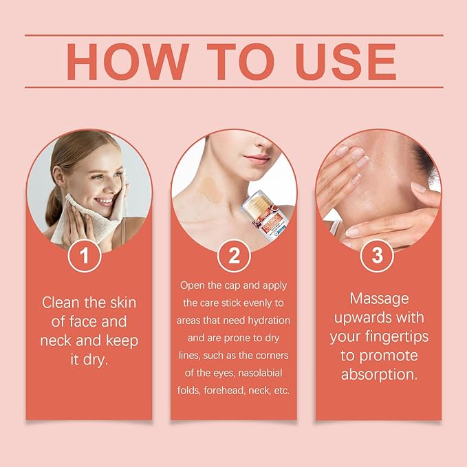 Retinol & Collagen Neck Facial Care Stick, Anti Aging Neck and Décolleté Firming Cream - Tighten and Hydrate Skin Day & Night Neck Tightening Cream Firm Repair Sagging Rejuvenates Skin - 1.41 Oz