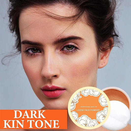 Oil Control Loose Face Powder,Translucent Setting Powder With a Powder Puff Long Lasting Makeup Covering Blemishes Brightens Skin Tone,Natural Matte Loose Powder for WomenοΌ3οΌ