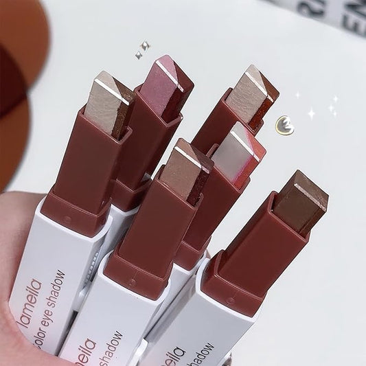 6 Pcs Glitter Eyeshadow Stick Two Color Eye Shadow Pencils with Waterproof and Retractable Eye Shadow for Glitter Makeup(Two-Color)