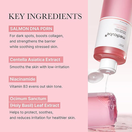 medicube Salmon DNA PDRN Pink CICA Soothing Toner I Pink Glow Toner for Skin Boosting, Soothing and Calming, Uneven Skin Tone, Peptide & Niacinamide, Korean Skin Care (250ml / 8.45 fl. oz.)