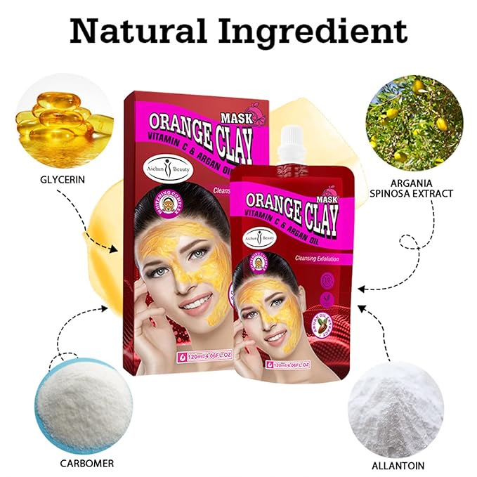 AICHUN BEAUTY Orange Clay Vitamin C Argan Oil Extract Cleansing Exfoliation Anti-Freckle Anti-Oxidation 120ml/4.06fl.oz
