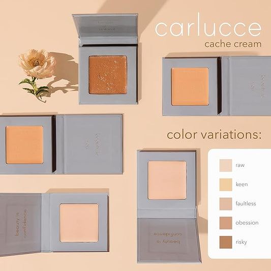 Carlucce Cache Cream 3-in-1 Makeup Color Palette, Risky - Foundation, Concealer & Primer, Medium - Full Coverage, Natural Finish, Vegan & Cruelty Free