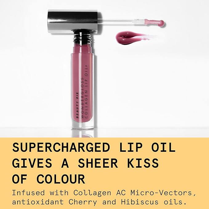 Beauty Pie Wondergloss Collagen Lip Oil + (Plum Naked) β Hydrating, Plumping, Non-Sticky Gloss with Collagen AC Micro-Vectors & Cherry Oils