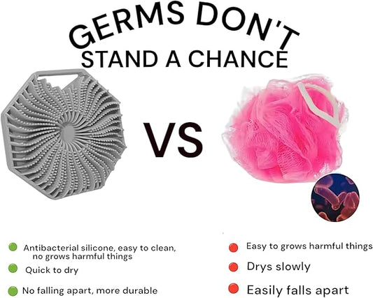 Silicone Body Scrubber, Soft and Gentle Silicone Body Exfoliating Scrubber for Shower Usage, Loofah, (Charcoal)