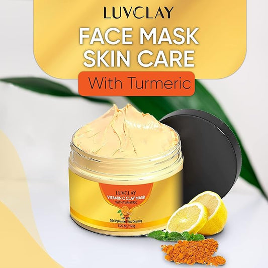 Vitamin C and Turmeric Clay Mask for Face β Deep Cleansing & Brightening Face Mask for Dark Spots, Pores, and Anti-Aging β Non-Greasy, Easy-to-Apply Hydrating Skin Care, 5.29 Oz