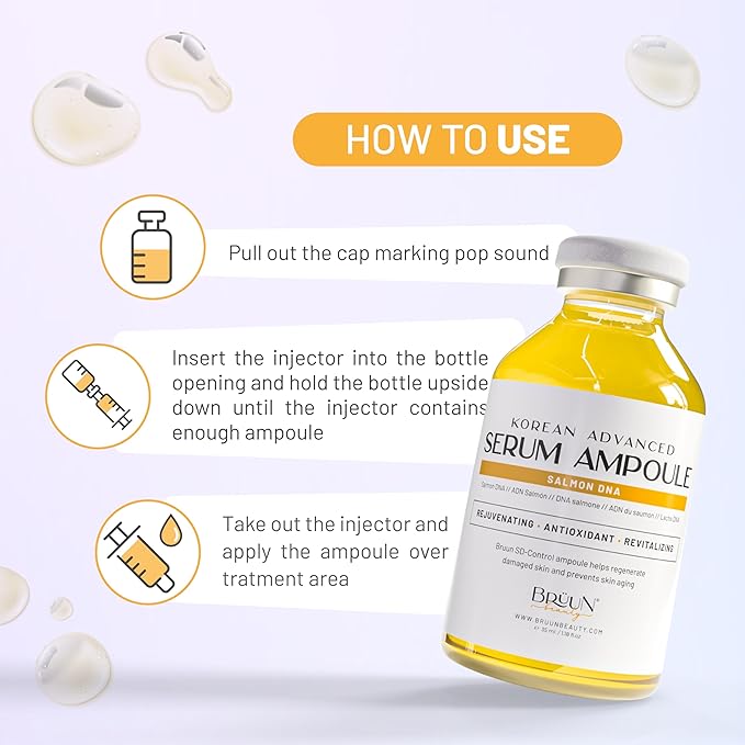 BRΓUN SD - Control Salmon DNA Ampoule - Micro Needling Korean Serum Booster for Face and Body to Use with and without Derma Pen Microneedling Skin Care Serum 1.18 fl.oz