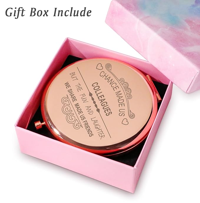 Colleagues Gifts for Women, Personalized Compact Mirrors, Mothers Day Birthday Gifts for Colleagues