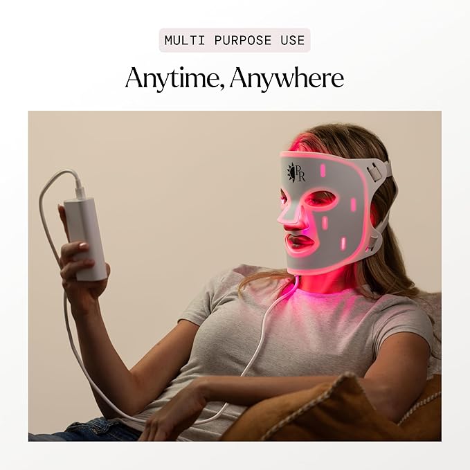 Red Light Therapy for Face, 6 Modes Portable LED Face Mask Light Therapy with Remote, Rechargeable Red Light Therapy at Home