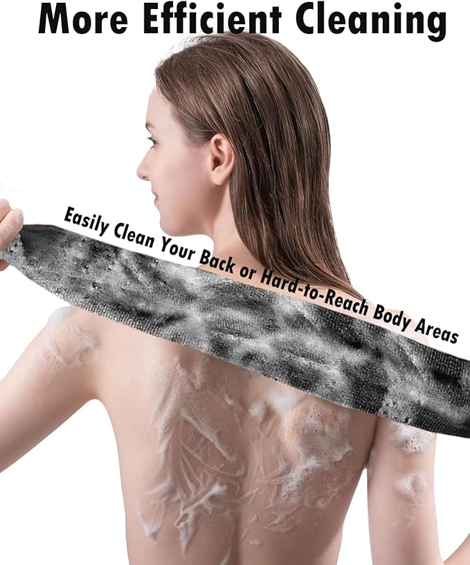 4 Pieces African Exfoliating Net Sponge, 33 inch Long Bathing Sponge Shower Body Scrubber Net for Back Skin Smoother, Daily Use (Black/Blue/Brown/Beige)